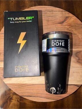 Black Tumbler - Insulated Travel Mug - Everyday Dose - Mushroom Coffee - NWT